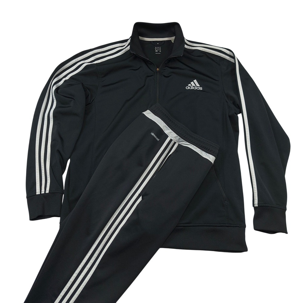 Adidas Mens XL Black Climacool 3-Stripe Full Zip Tracksuit Jacket & Pants S07757